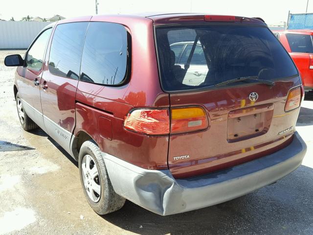 4T3ZF19CX1U381846 - 2001 TOYOTA SIENNA CE MAROON photo 3