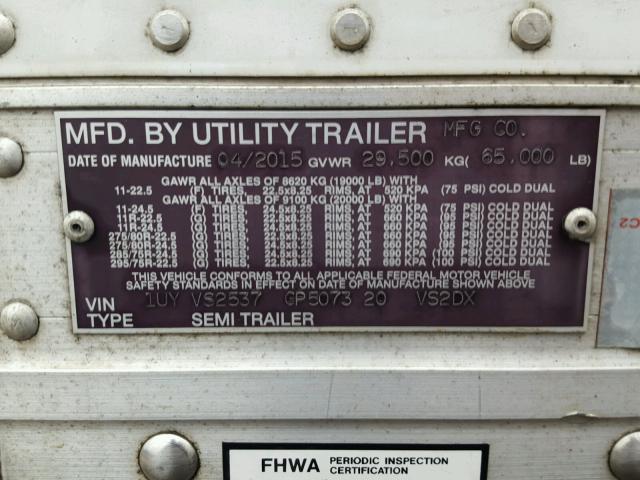 1UYVS2537GP507320 - 2016 UTILITY TRAILER WHITE photo 10