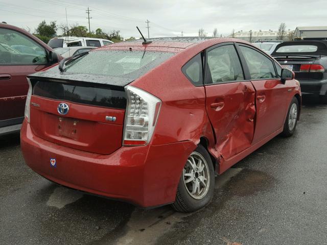 JTDKN3DU6A0202657 - 2010 TOYOTA PRIUS RED photo 4