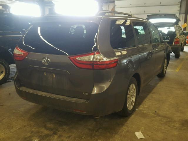 5TDYK3DC5GS714443 - 2016 TOYOTA SIENNA XLE GRAY photo 4