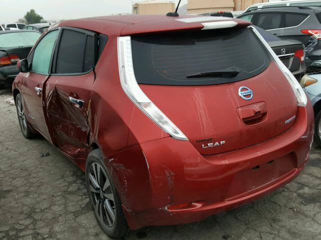 1N4AZ0CP7FC301106 - 2015 NISSAN LEAF S RED photo 3