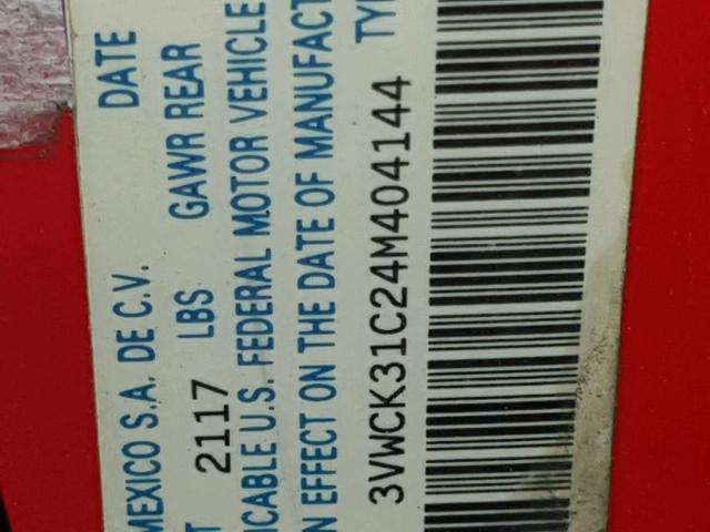 3VWCK31C24M404144 - 2004 VOLKSWAGEN NEW BEETLE 红色 照片 10