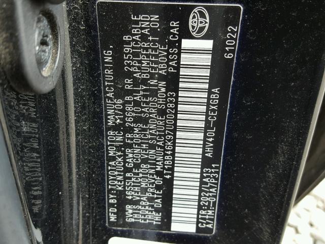 4T1BB46K97U002833 - 2007 TOYOTA CAMRY NEW GRAY photo 10