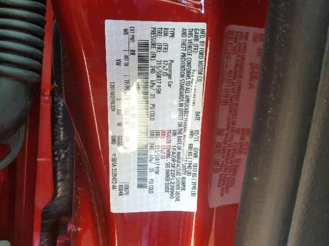 1FADP3F22FL239960 - 2015 FORD FOCUS SE RED photo 10