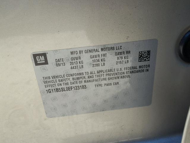 1G11B5SL0EF123183 - 2014 CHEVROLET MALIBU LS ბეჟი ფოტო 10