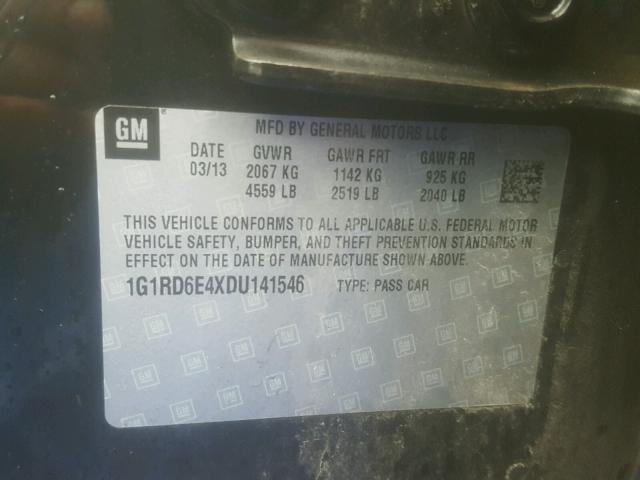 1G1RD6E4XDU141546 - 2013 CHEVROLET VOLT BLACK photo 10