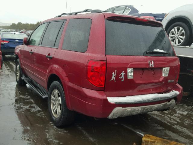 5FNYF18625B065506 - 2005 HONDA PILOT EXL RED photo 3