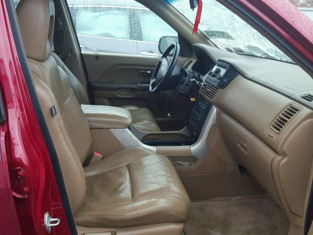 5FNYF18625B065506 - 2005 HONDA PILOT EXL RED photo 5