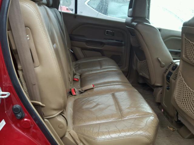 5FNYF18625B065506 - 2005 HONDA PILOT EXL RED photo 6