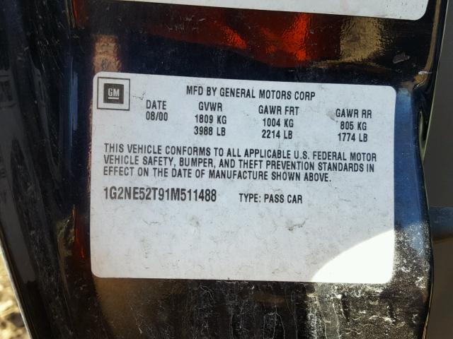 1G2NE52T91M511488 - 2001 PONTIAC GRAND AM S 蓝色 照片 10