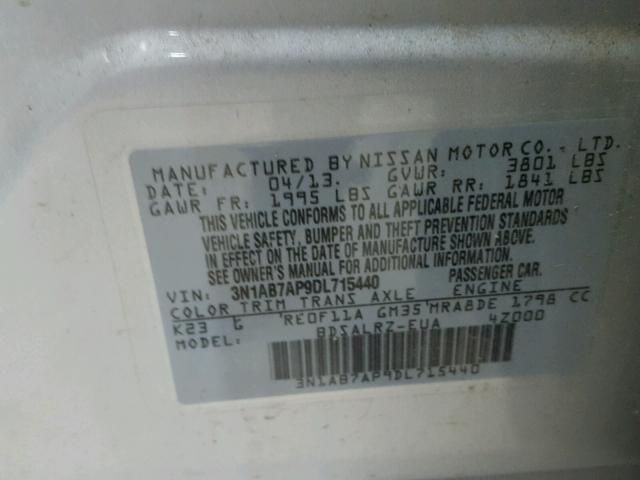 3N1AB7AP9DL715440 - 2013 NISSAN SENTRA S SILVER photo 10