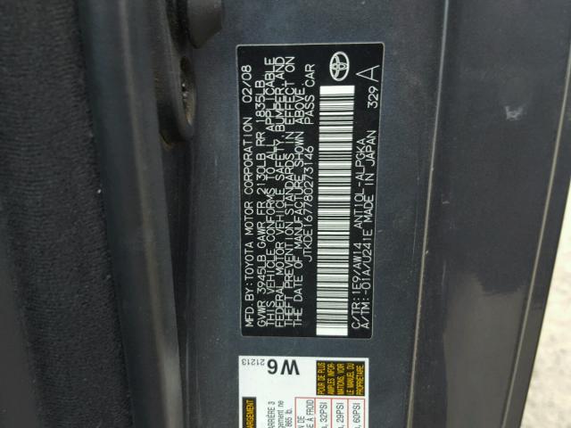 JTKDE167780273146 - 2008 TOYOTA SCION TC 灰色 照片 10