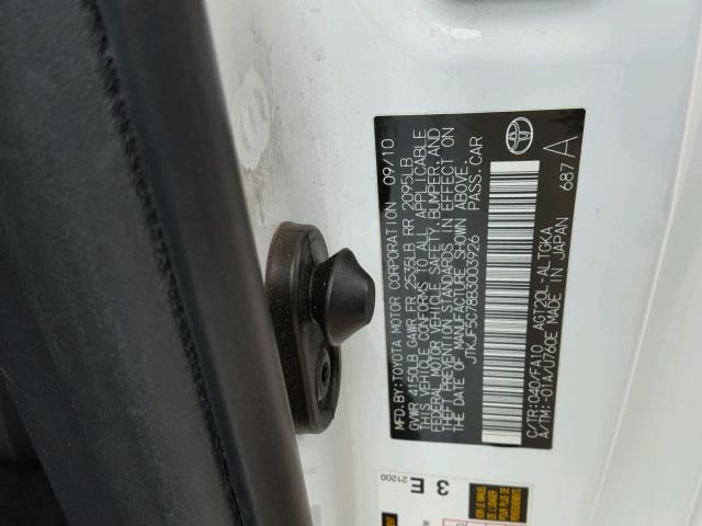 JTKJF5C78B3003926 - 2011 TOYOTA SCION TC 白色 照片 10