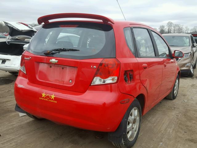 KL1TD66697B722007 - 2007 CHEVROLET AVEO BASE Czerwony zdjęcie 4