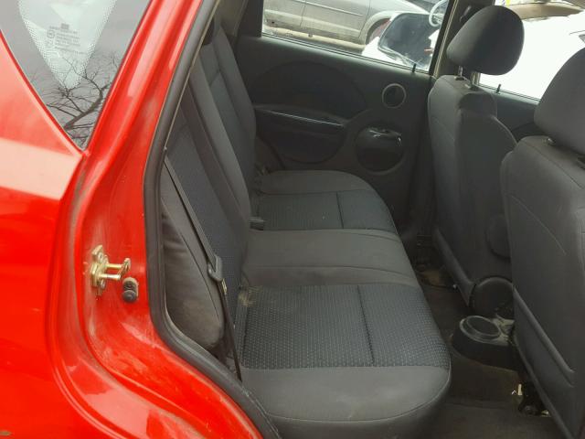 KL1TD66697B722007 - 2007 CHEVROLET AVEO BASE Czerwony zdjęcie 6