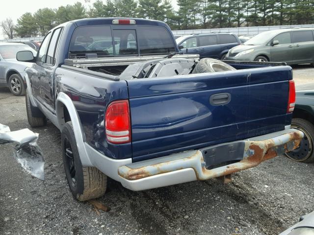 1D7HG48N34S643044 - 2004 DODGE DAKOTA QUA BLUE photo 3