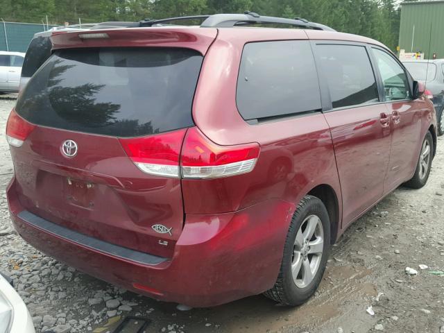 5TDKK3DC6DS293723 - 2013 TOYOTA SIENNA LE RED photo 4