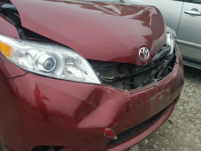 5TDKK3DC6DS293723 - 2013 TOYOTA SIENNA LE RED photo 9