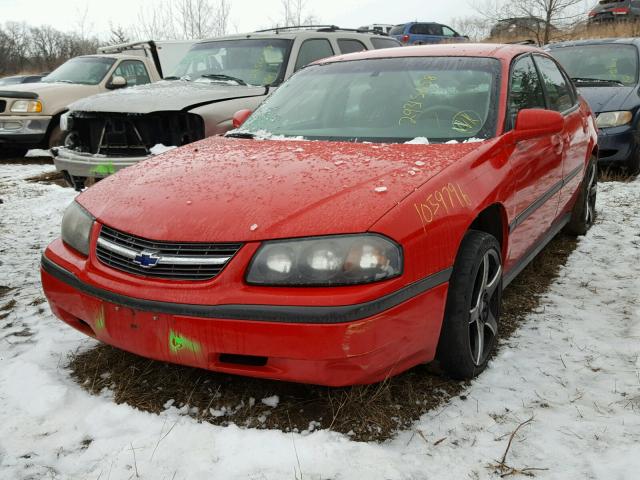 2G1WF52E549100260 - 2004 CHEVROLET IMPALA RED photo 2