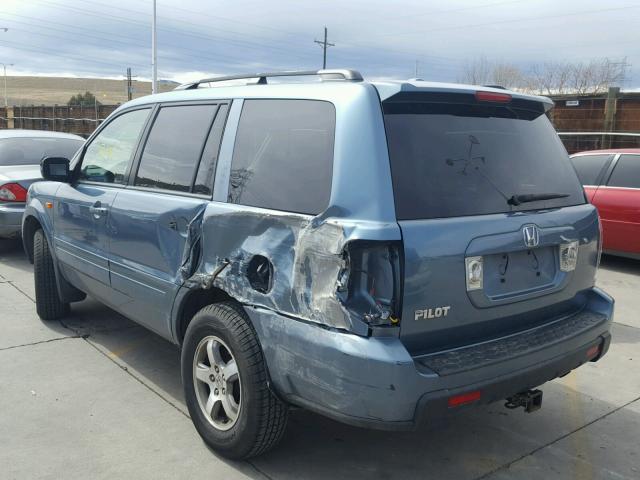 5FNYF28547B026531 - 2007 HONDA PILOT EXL BLUE photo 3