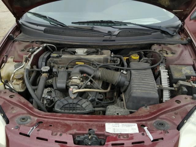 1B3EL36X52N220213 - 2002 DODGE STRATUS SE MAROON photo 7