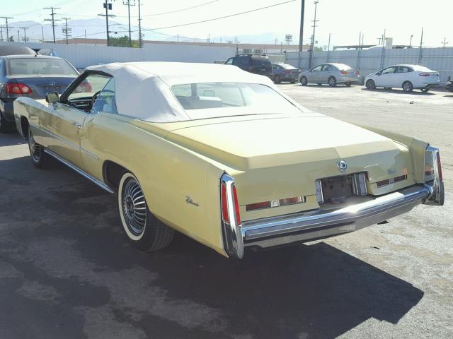 6L67S5Q275348 - 1975 CADILLAC EL DORADO YELLOW photo 3