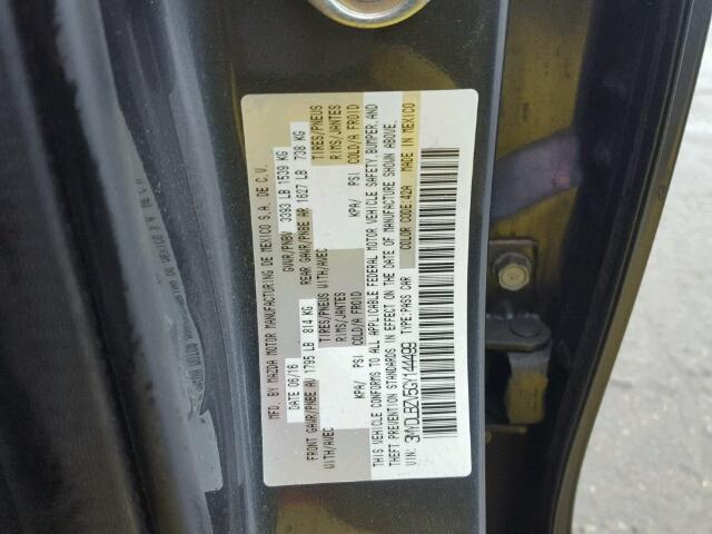 3MYDLBZV5GY144499 - 2016 TOYOTA SCION IA GRAY photo 10