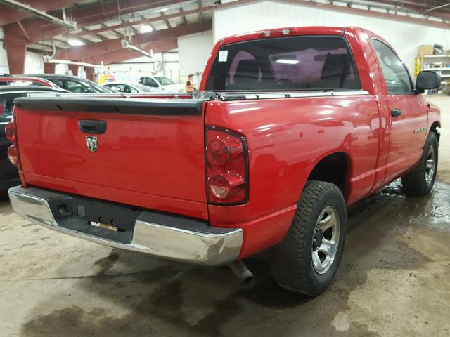 1D7HA16K57J519408 - 2007 DODGE RAM 1500 S RED photo 4