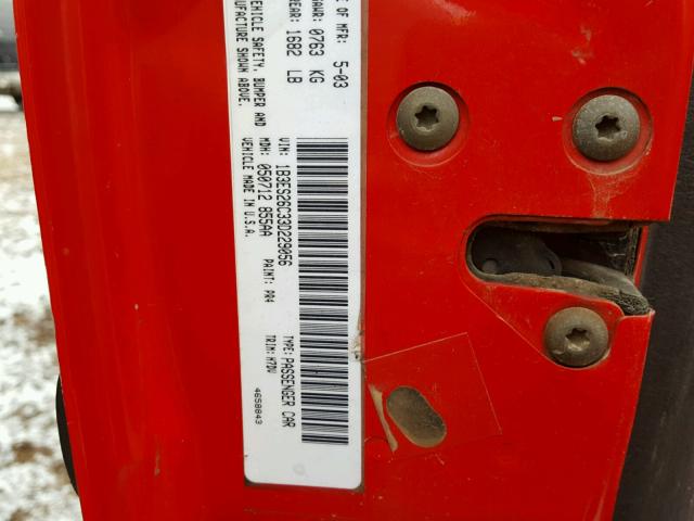 1B3ES26C33D229056 - 2003 DODGE NEON SE RED photo 10