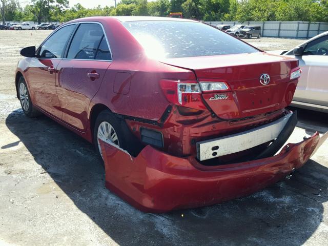 4T1BF1FK2CU514298 - 2012 TOYOTA CAMRY RED photo 3