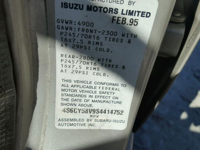 4S6CY58V9S4414752 - 1995 HONDA PASSPORT E 银色 照片 10