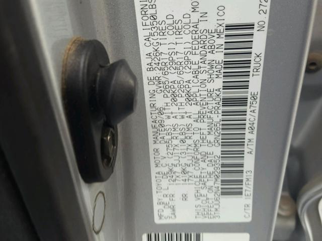 3TMJU62N47M029352 - 2007 TOYOTA TACOMA DOU SILVER photo 10