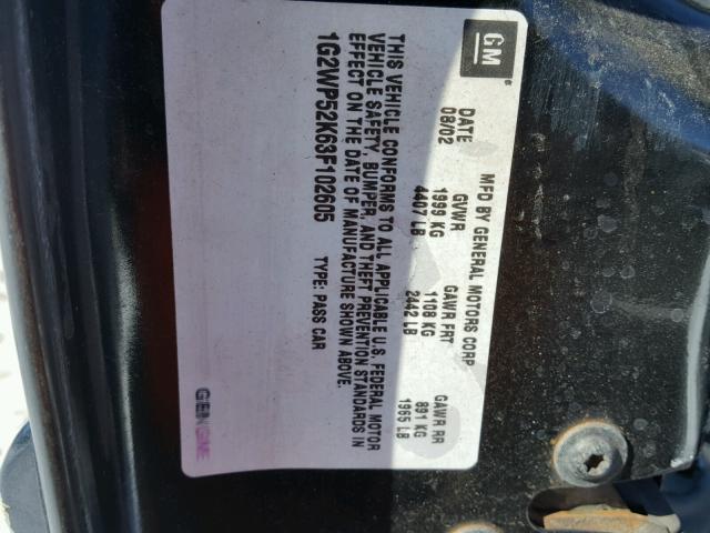 1G2WP52K63F102605 - 2003 PONTIAC GRAND PRIX Qara foto 10