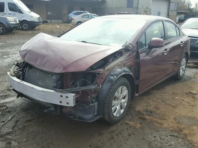 2HGFB2F59CH534750 - 2012 HONDA CIVIC LX RED photo 2