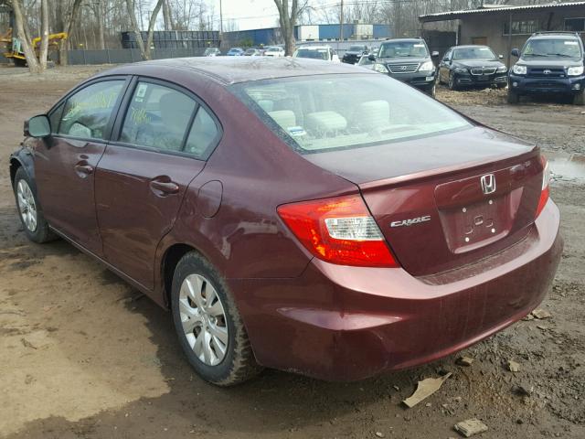 2HGFB2F59CH534750 - 2012 HONDA CIVIC LX RED photo 3