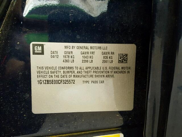 1G1ZB5E00CF325572 - 2012 CHEVROLET MALIBU LS BLUE photo 10