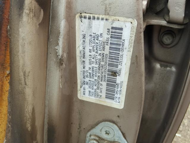 1NXBR12EX2Z583309 - 2002 TOYOTA COROLLA CE TAN photo 10