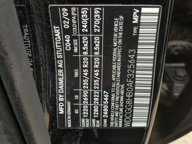 WDCGG8HB0AF325643 - 2010 MERCEDES-BENZ GLK 350 4M BLACK photo 10