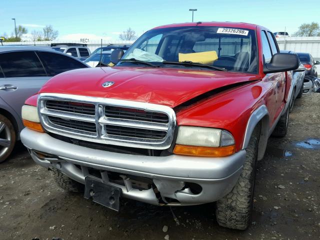 1D7HL48N13S157360 - 2003 DODGE DAKOTA QUA RED photo 2