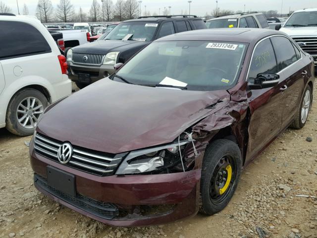 1VWBS7A37EC058226 - 2014 VOLKSWAGEN PASSAT SE BURGUNDY photo 2