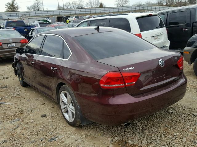 1VWBS7A37EC058226 - 2014 VOLKSWAGEN PASSAT SE BURGUNDY photo 3