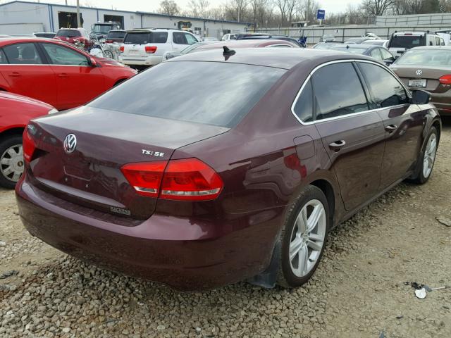 1VWBS7A37EC058226 - 2014 VOLKSWAGEN PASSAT SE BURGUNDY photo 4