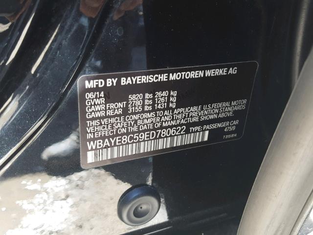 WBAYE8C59ED780622 - 2014 BMW 750 LI BLACK photo 10