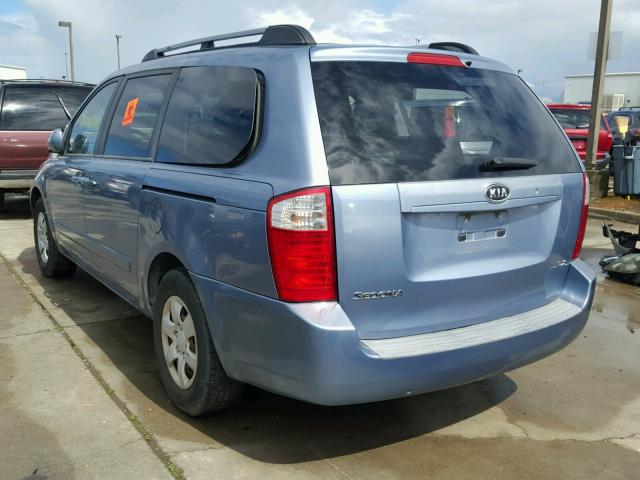 KNDMB233686208244 - 2008 KIA SEDONA EX BLUE photo 3