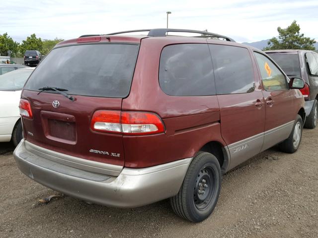 4T3ZF13C42U432705 - 2002 TOYOTA SIENNA LE MAROON photo 4