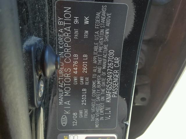 KNAFG529497267030 - 2009 KIA RONDO BASE BLACK photo 10