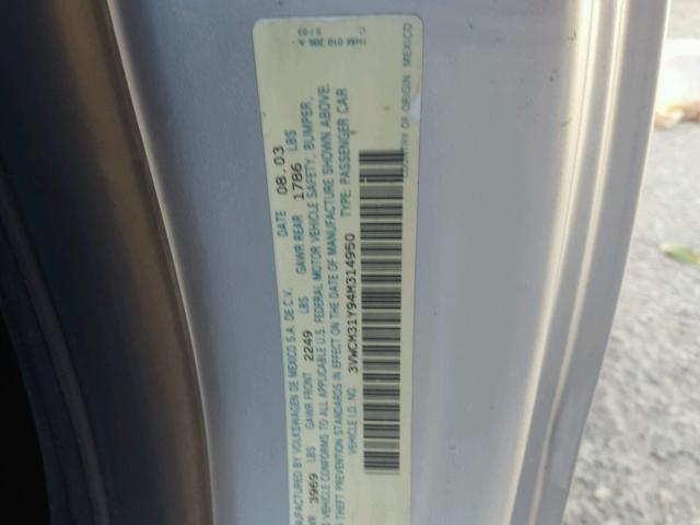 3VWCM31Y94M314950 - 2004 VOLKSWAGEN NEW BEETLE 银色 照片 10