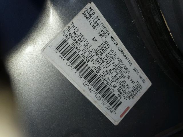 JT6GF10U3Y0072741 - 2000 LEXUS RX 300 GRAY photo 10