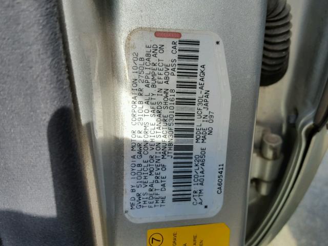 JTHBN30F530101618 - 2003 LEXUS LS 430 SILVER photo 10