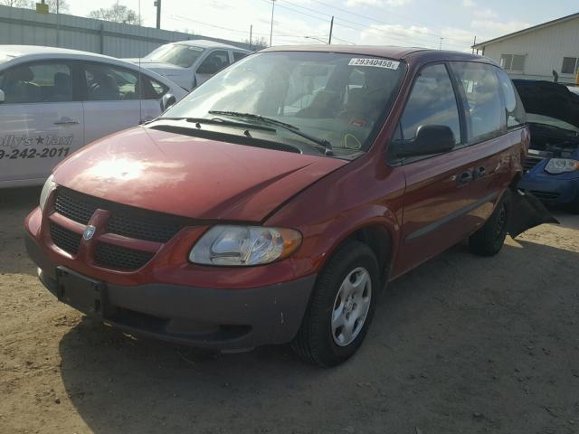 1B4GP15B72B638535 - 2002 DODGE CARAVAN EC MAROON photo 2